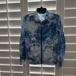 Tie-Dye Blue Zip-Front Utility Jacket